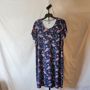Lands End Navy Paisley Print Nightgown. Xl.